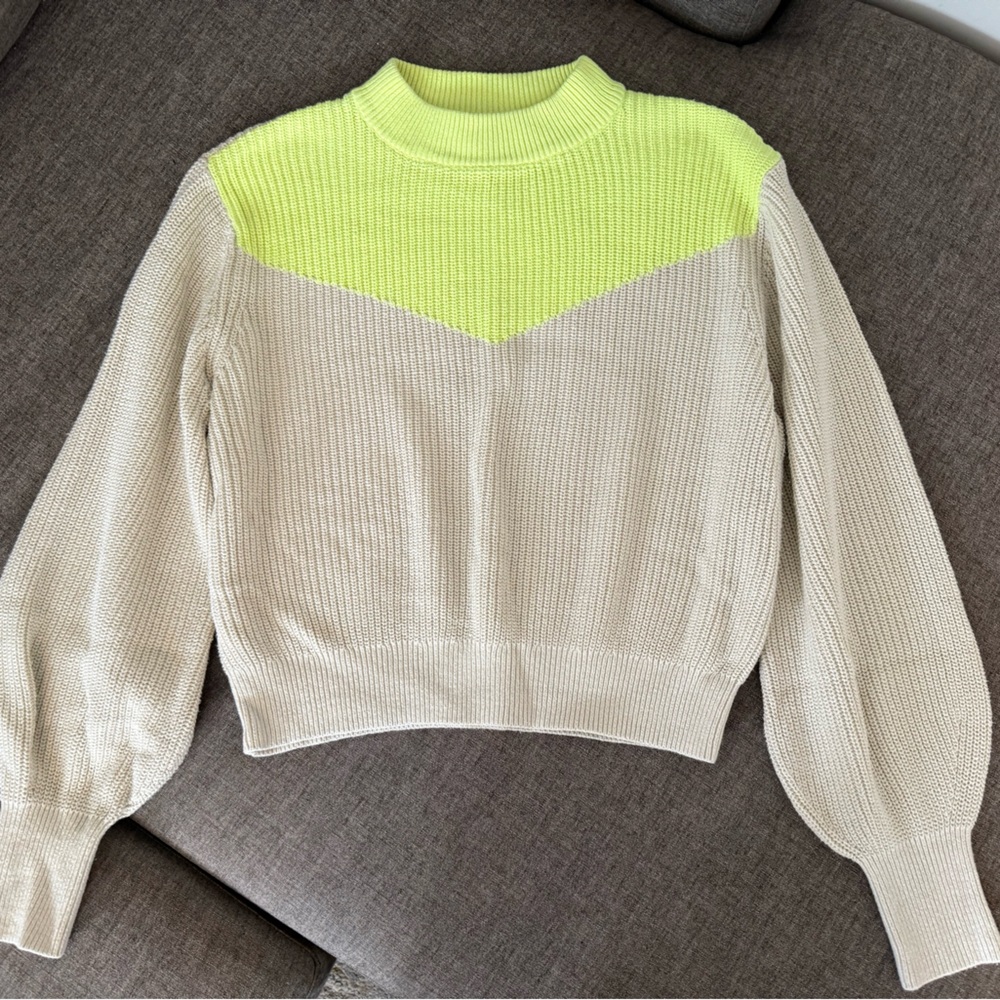 Levi’s Colorblock Women's Sweater - Cream and Neon Green